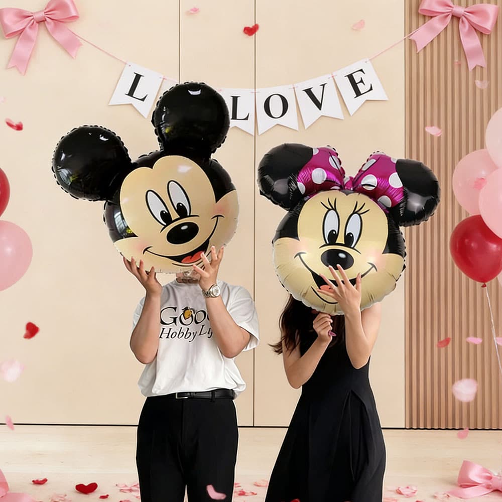 New Mickey and Minnie Mouse Balloons Cartoon Birthday Anniversary Valentine's Day Qixi Wedding Photo Party Decoration Gift