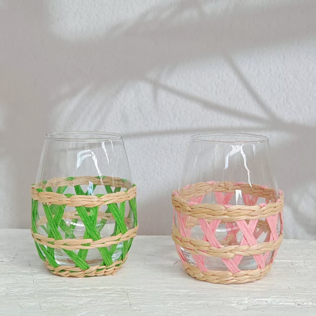 Cross-border hand-woven candle cup set creative woven aromatherapy cup woven set glass vase egg cup storage jar