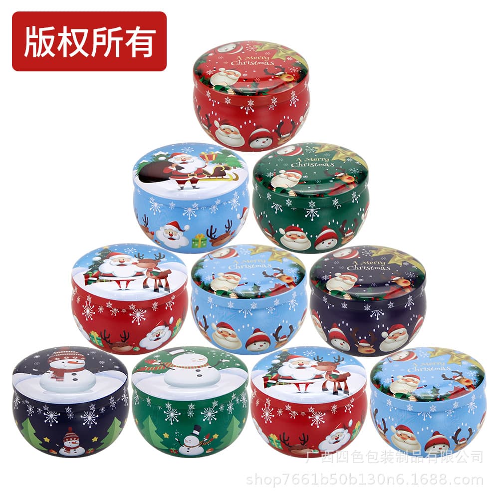 Creative Chocolate Christmas Mini Tin Box Iron Candy Cane Coffee Tin Festive Candle Small Metal Box For Packaging
