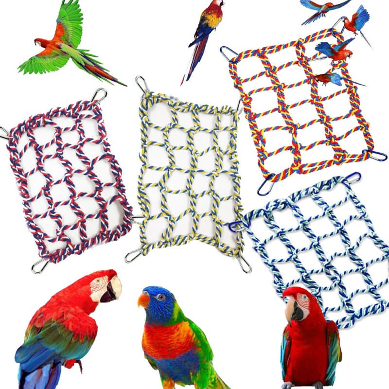 Small Pet Supplies Parrot Colorful Woven Climbing Net Parrot Bird Toy Hamster Squirrel Hammock Net Multifunctional