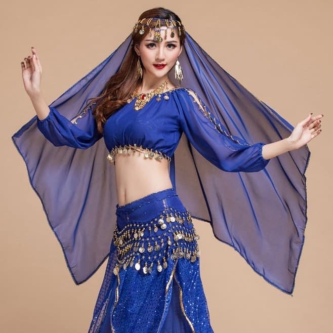 New Belly Dance Indian Dance Xinjiang Dance Exotic Performance Costume Dance Costume Ethnic Headpiece Chiffon Veil