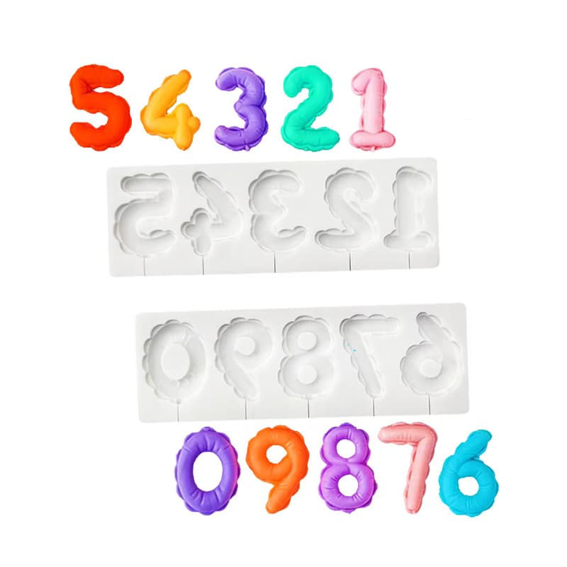 Number Balloon Birthday Cake Mold Lollipop Ruffled Cake Decorating Fondant Chocolate Silicone Mold