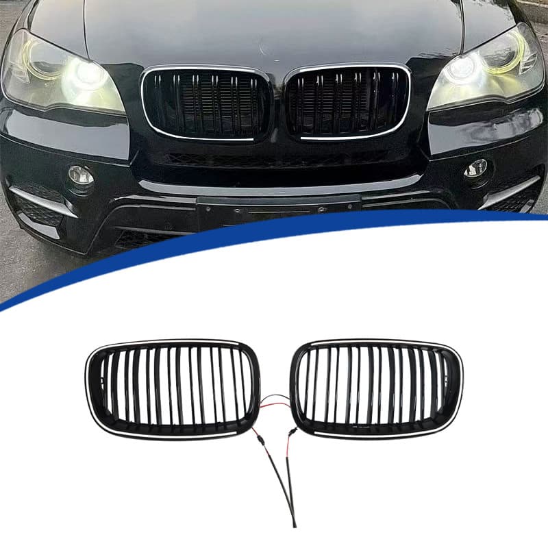 Compatible with 07-13 X5 BMW E70 E71 Dual-Line Replacement LED Lighted Grille PC Material