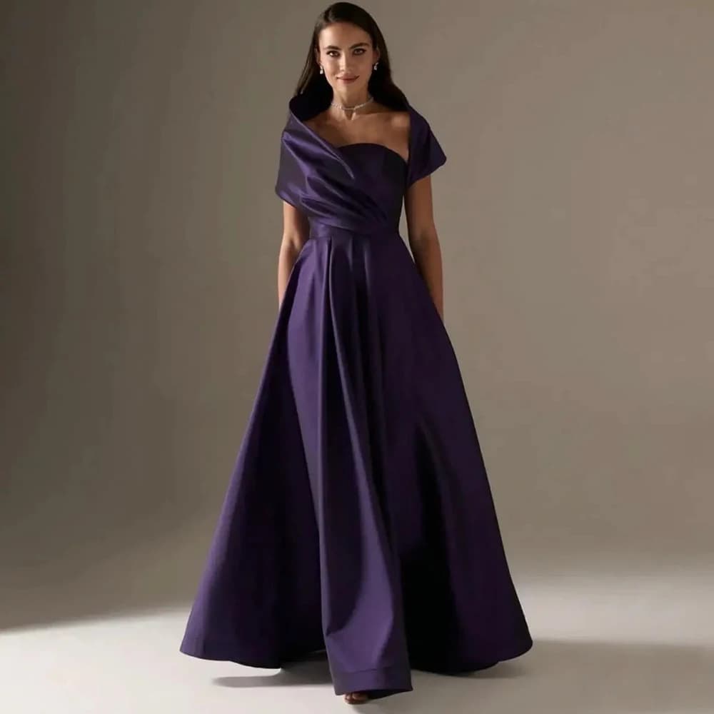 Deep Purple AliExpress Evening Gown Fashionable Simple A-Line Long Dress Elegant Ball Gown New Style