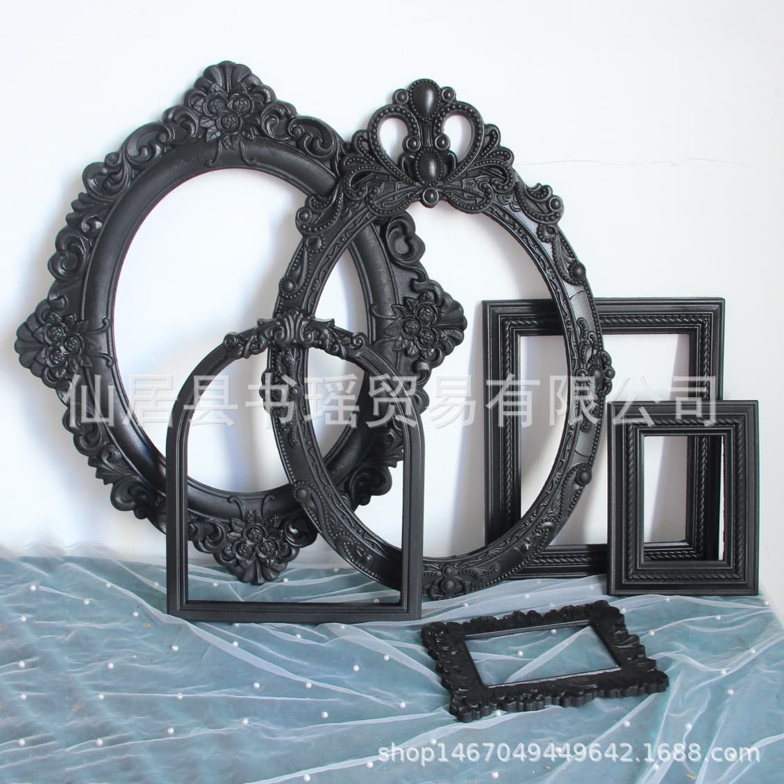 New black retro wooden frame photo frame ins style photography photo props B&B wedding wall decoration
