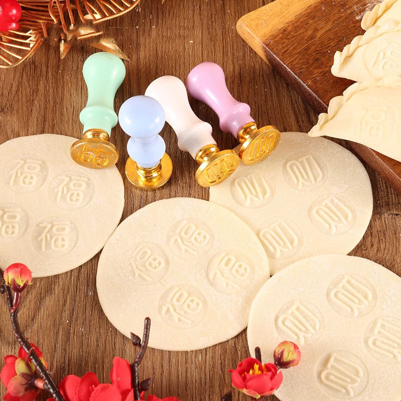 Fortune, Wealth, Longevity, Happiness Rolling Pin, Creative Printed Pasta Engraving Mold, Dumpling Making, Non-Stick Baking Home Essential