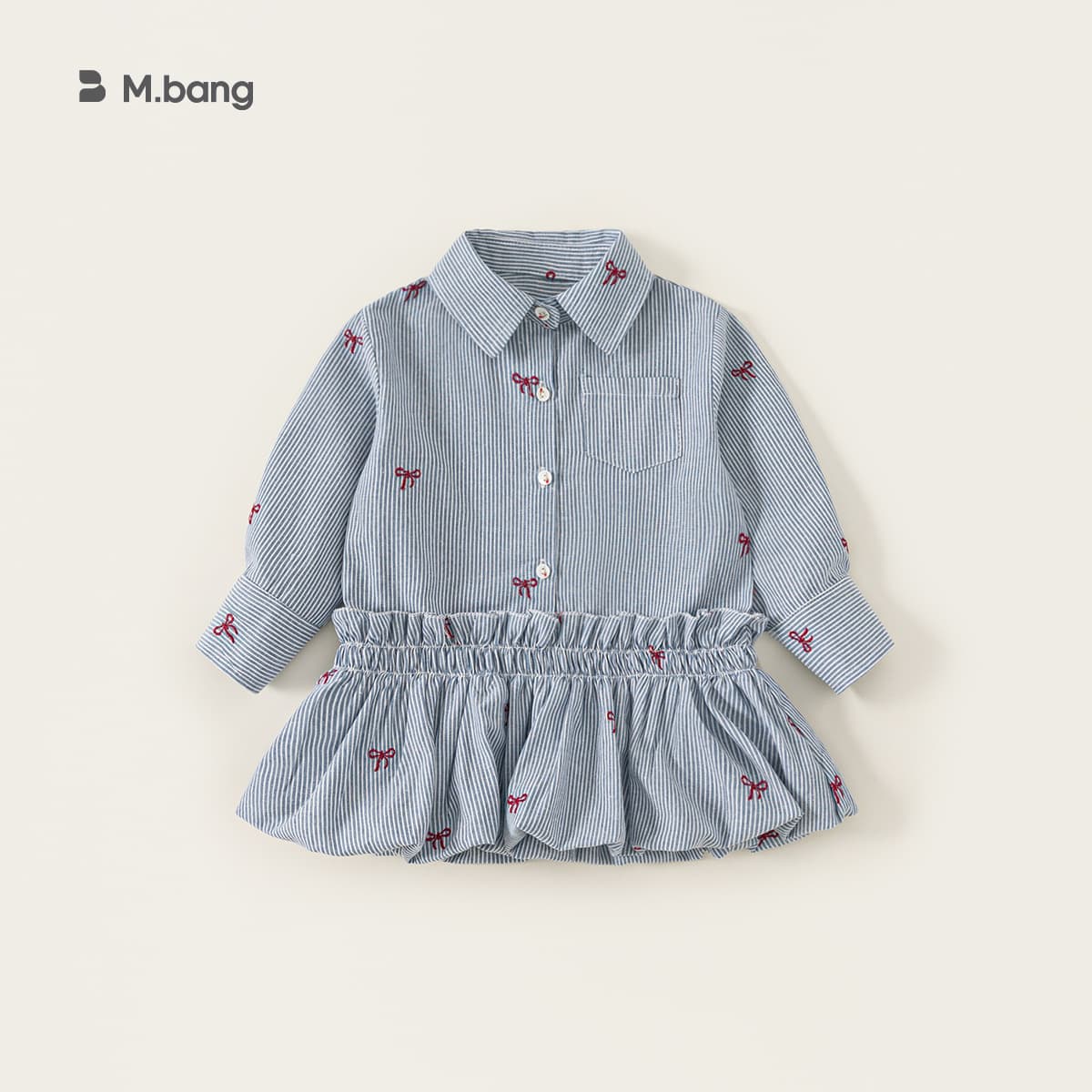 Youbao children's clothing girls dress spring and autumn new bow sweet children's shirt dress western style baby princess dress