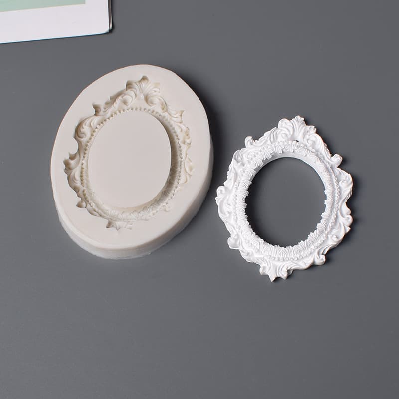 Wholesale European Style Mirror Frame Carved Photo Frame Mold for Aroma Gypsum Stone Resin Candle Base Tray
