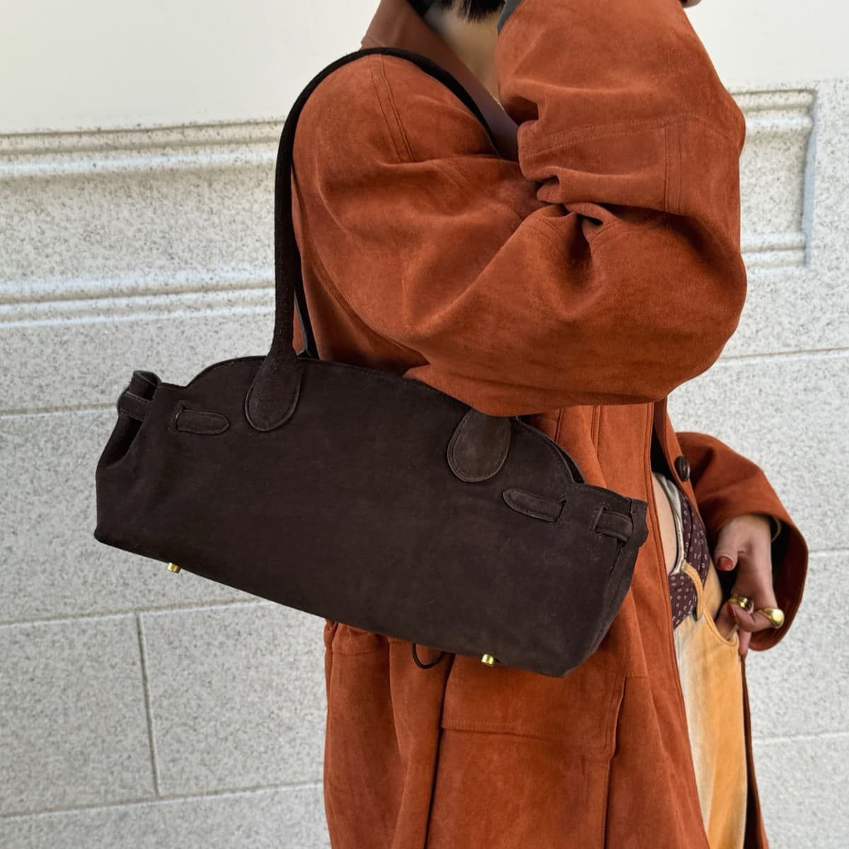 2025 New Suede Handbag for Women Korean Style Niche Design Shoulder Underarm Bag Commuter Women's Bag Trendy Genuine Leather Women's Bag
