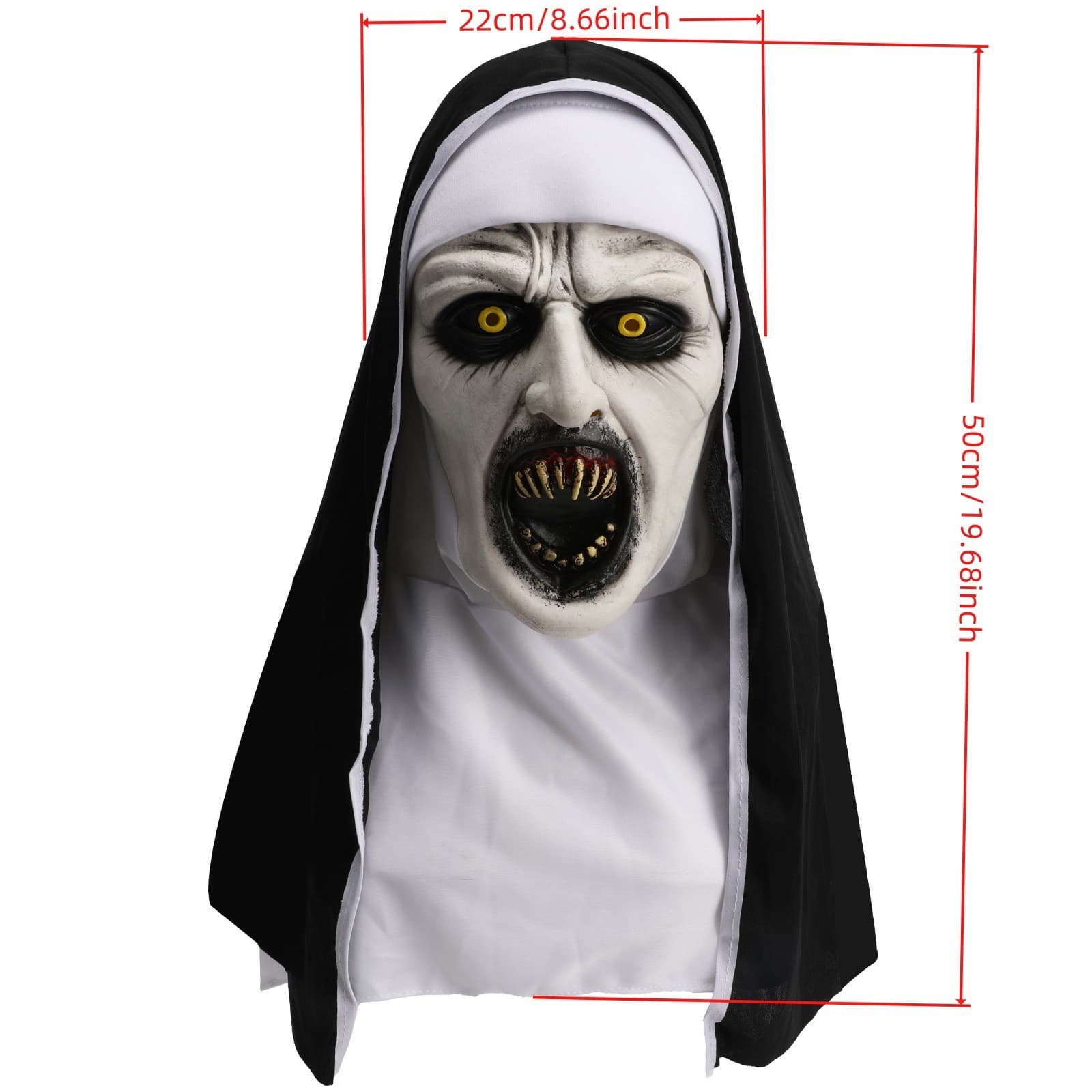 Halloween Nun Spot Witch Screaming Nun Horror Scary Headgear Female Ghost Full Face Mask Party Mask