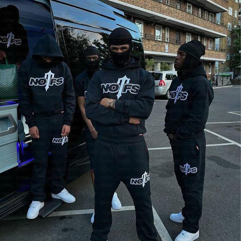 Street fashion brand NOFS printed sports suit American retro loose hooded sweatshirt autumn and winter casual trousers for men and women