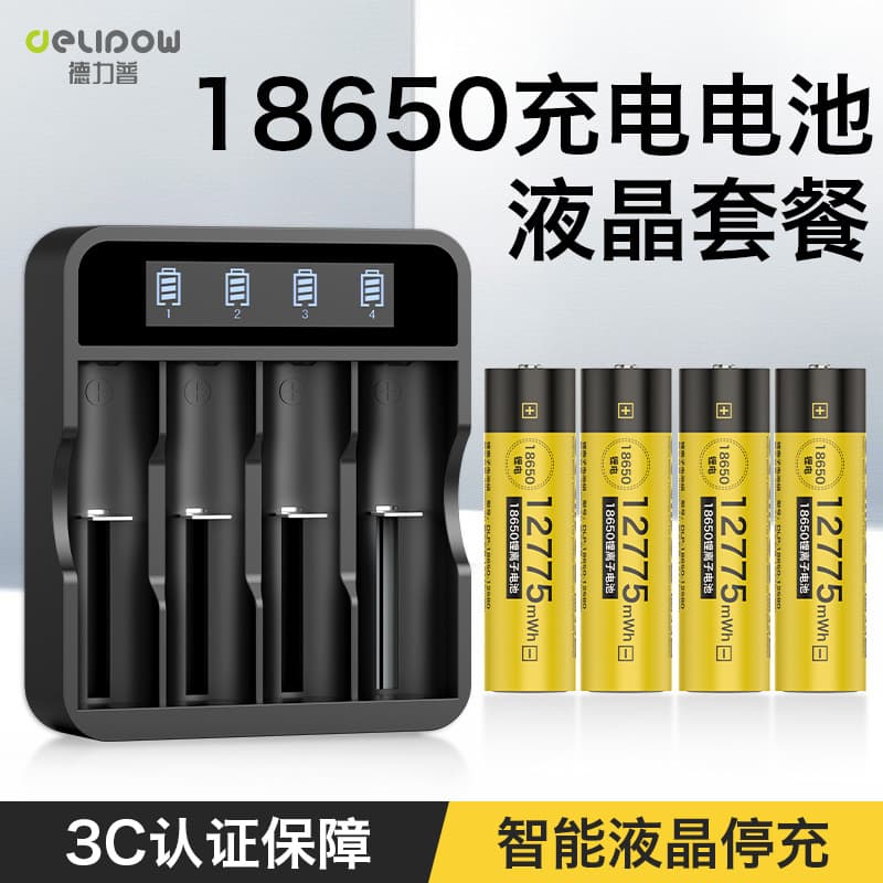 Delipu 18650 Lithium Battery LCD Charger Kit 3.7V High Capacity for Electric Mosquito Swatter, Flashlight Battery 18650