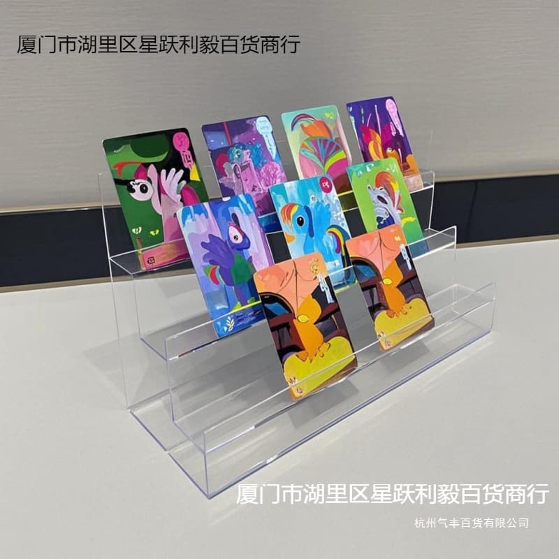 Acrylic live stream room card display stand, transparent desktop grain stepped shelf, stand-up sign, peripheral badge holder.