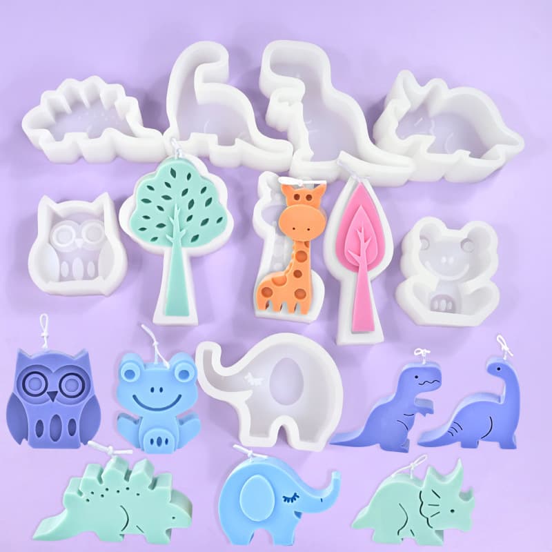 Cartoon dinosaur silicone mold frog giraffe owl scented candle mold small animal cake grinder