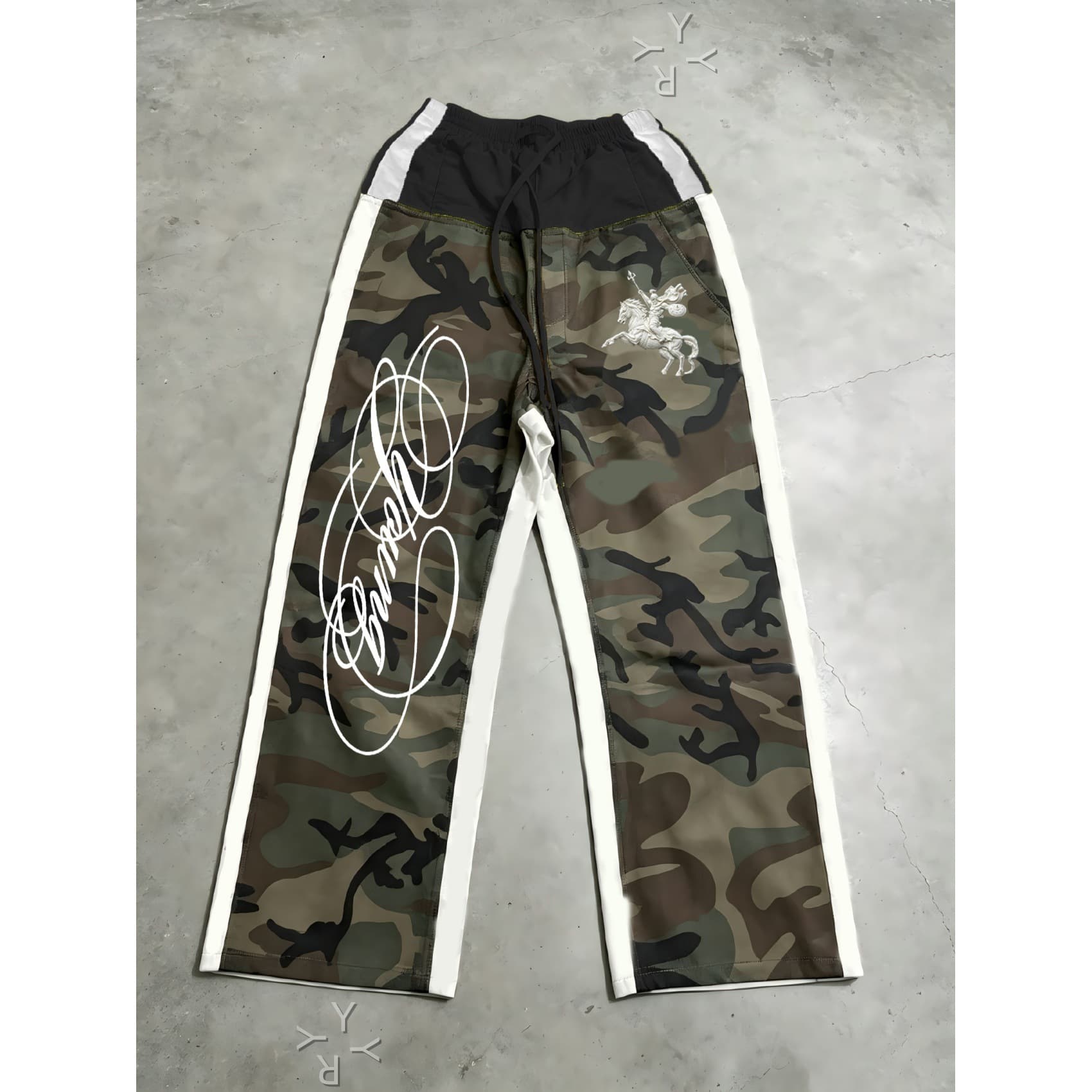 Y2K EU-US Trade Cross-Border Wholesale Camo Patchwork Print Straight-Leg Loose Pants Sweatpants Sport Casual Trend