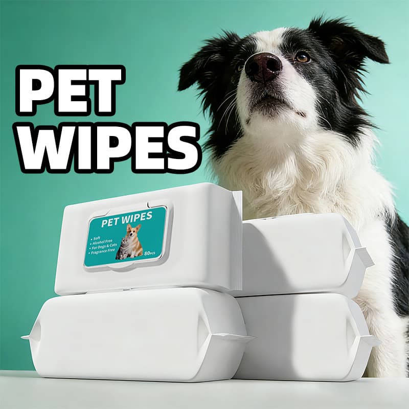 Foreign trade cross-border pet supplies, pet wipes, 80 wipes, special wipes for dogs and cats, disposable, no washing required.