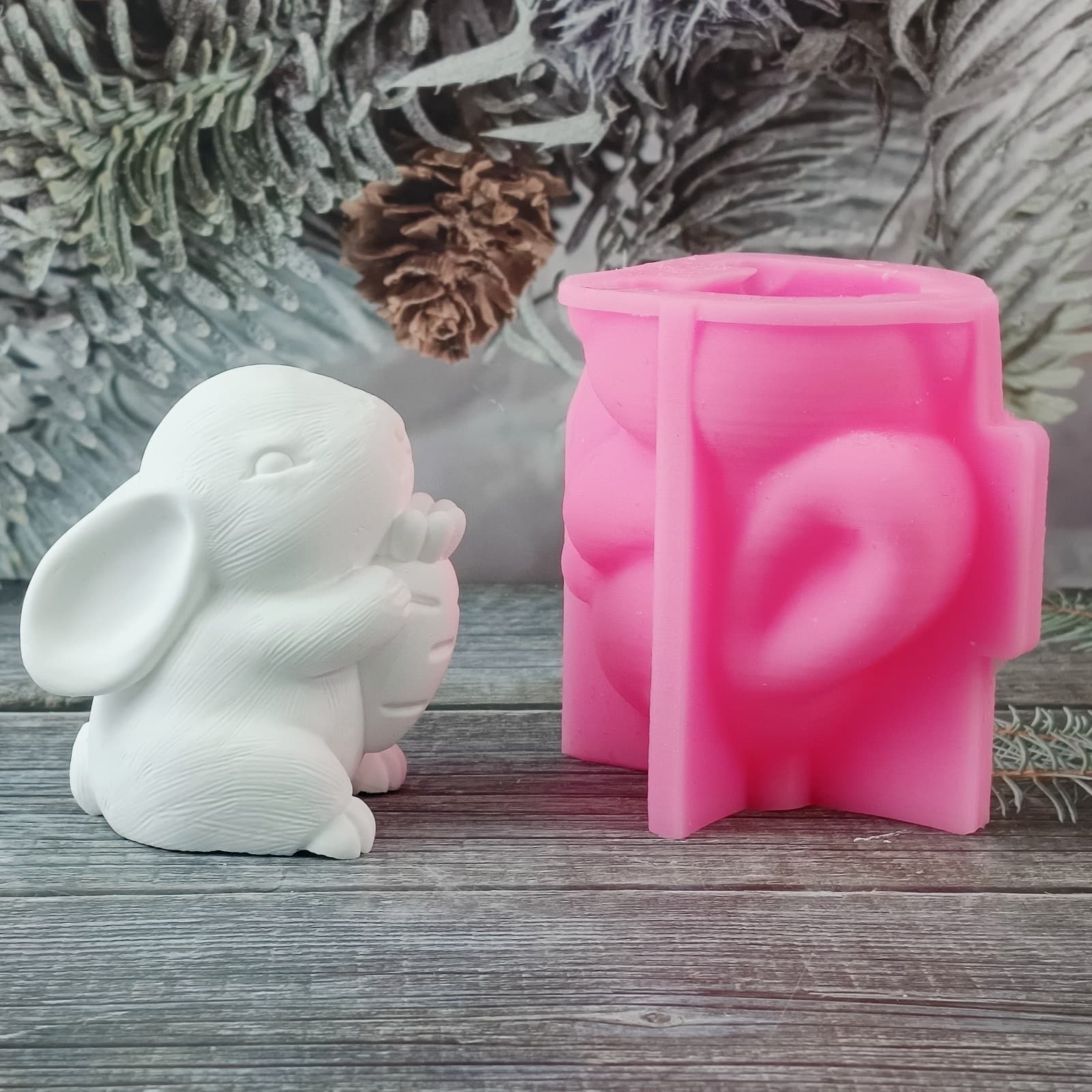 Carrot Rabbit Ornament Candle Plaster DIY Plaster Ornament Candle Holder Silicone Mold W1264