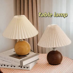 Desk Lamp Ins Style High Appearance Pleated Lamp Retro Nordic Girl Internet Celebrity Bedroom Simple Bedside Night Light