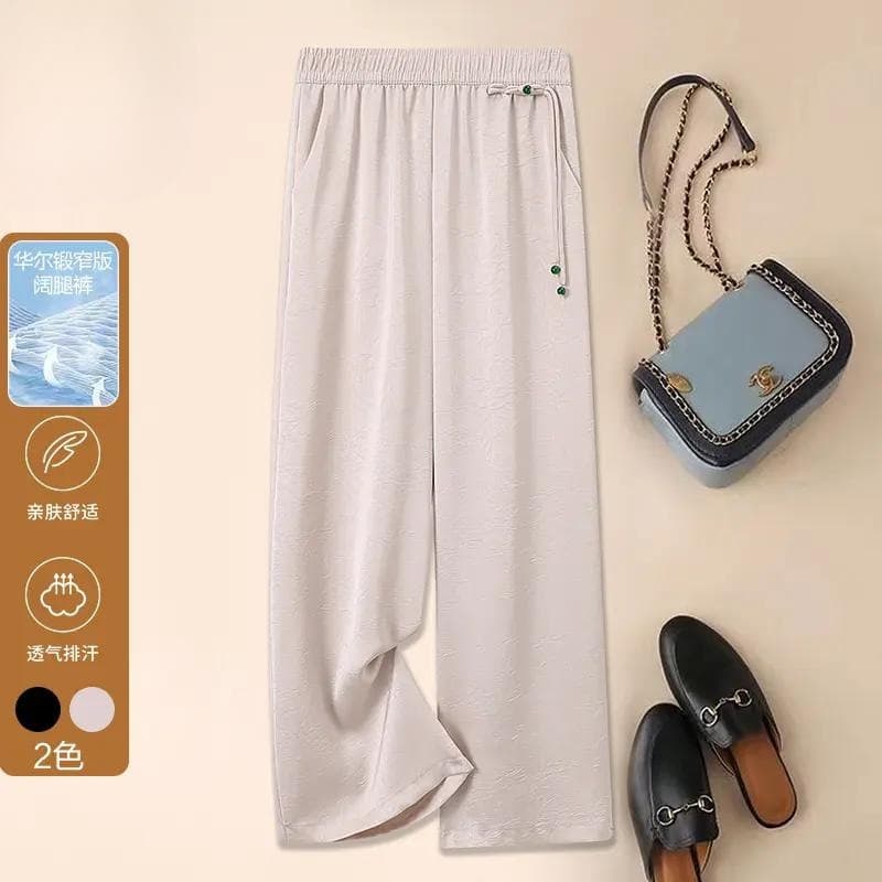 Cool narrow wide-leg pants, thin mom-style Chinese pants, Mother’s Day middle-aged temperament nine-point pants