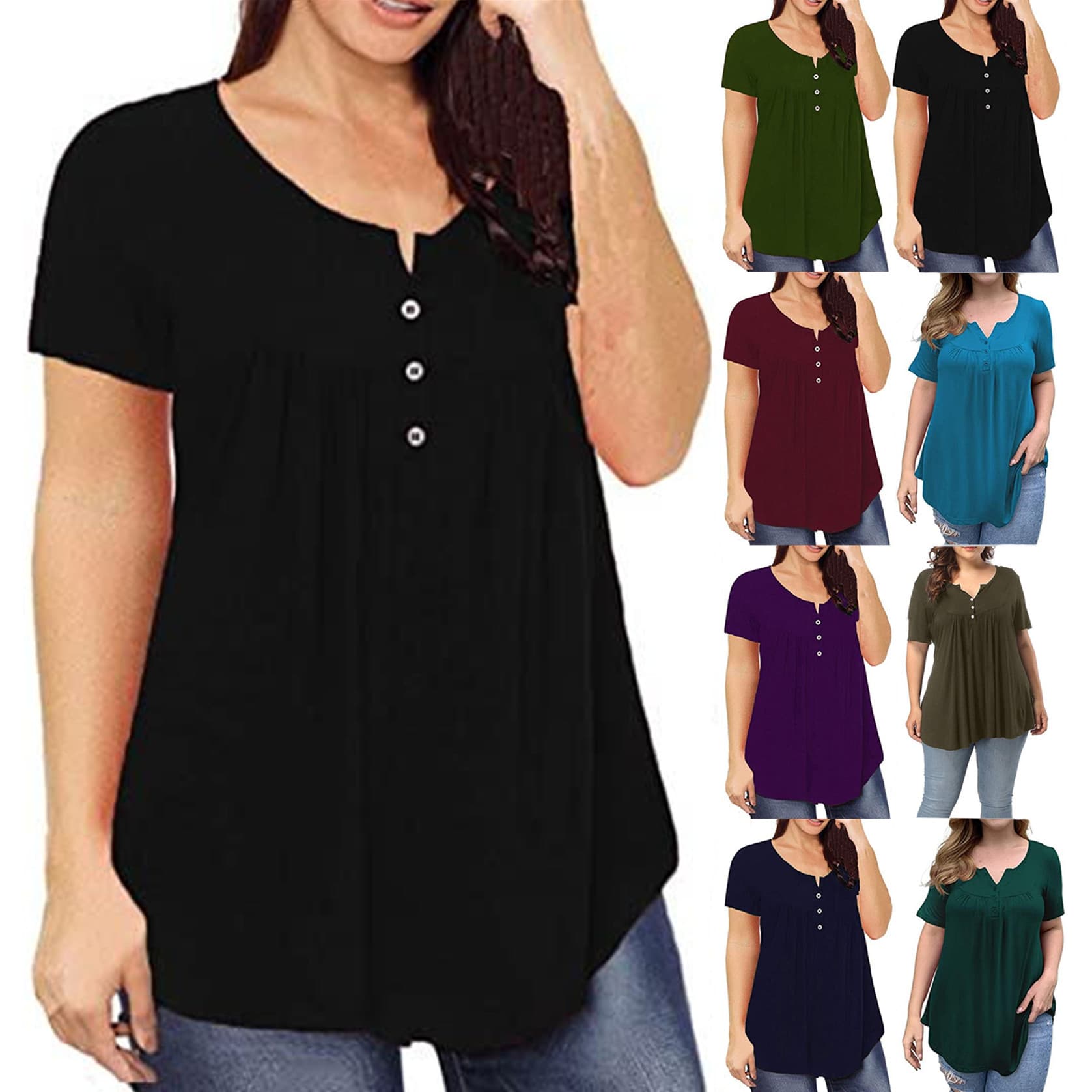 2025 Summer New Plus Size Women's Loose Short Sleeve Tunic Top Slimming Fat MM T-Shirt for AliExpress Cross-border