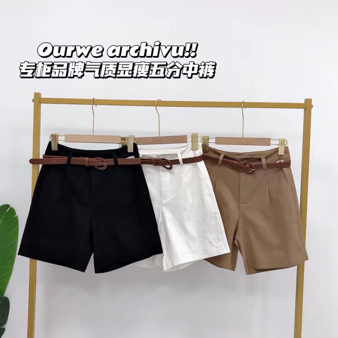High Waist Wide Leg Short Pants Women's Fashion British Style Comfortable Casual Cotton Nylon Blend Five-Quarter Length Trousers