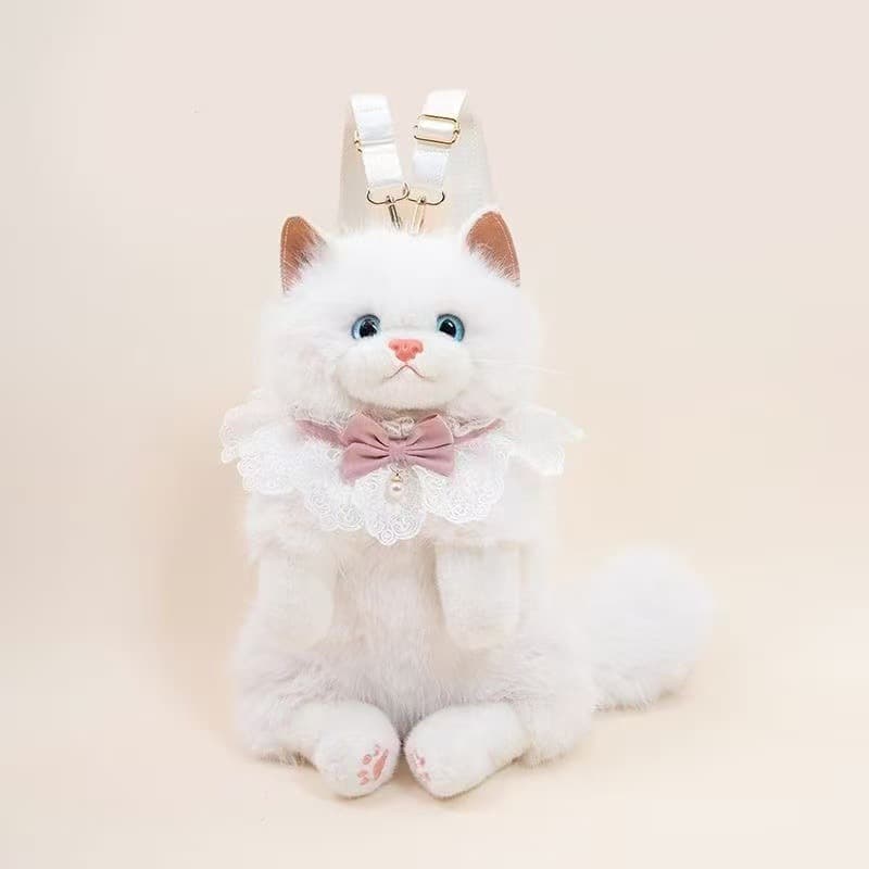 Simulated Cat Backpack Plush Toy Cute Double Shoulder Bag Women's Bag Plush Bag Tote Bag Women's New Shoulder Bag