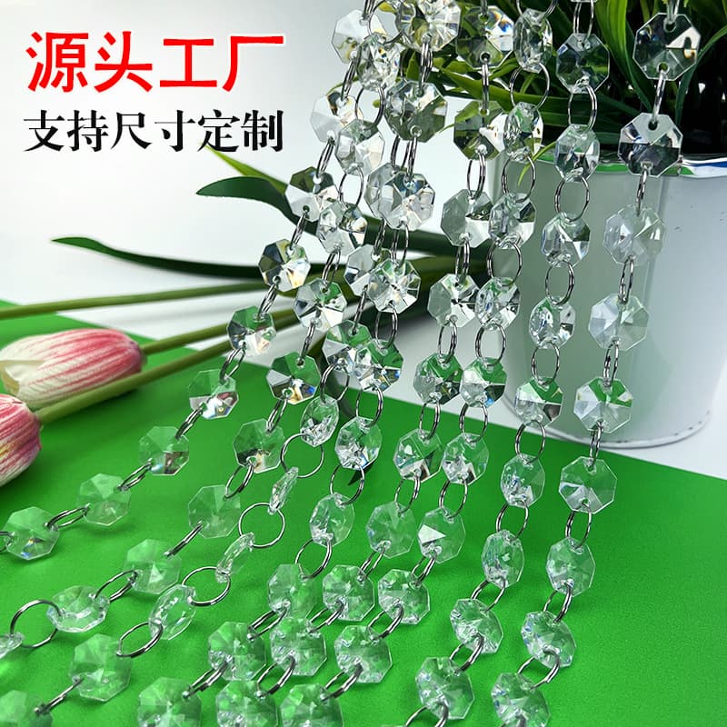 Acrylic Octagon Bead Chain Wedding Celebration Octagon Bead Curtain Wedding Decoration Road Lights Crystal String Octagon Bead Chain