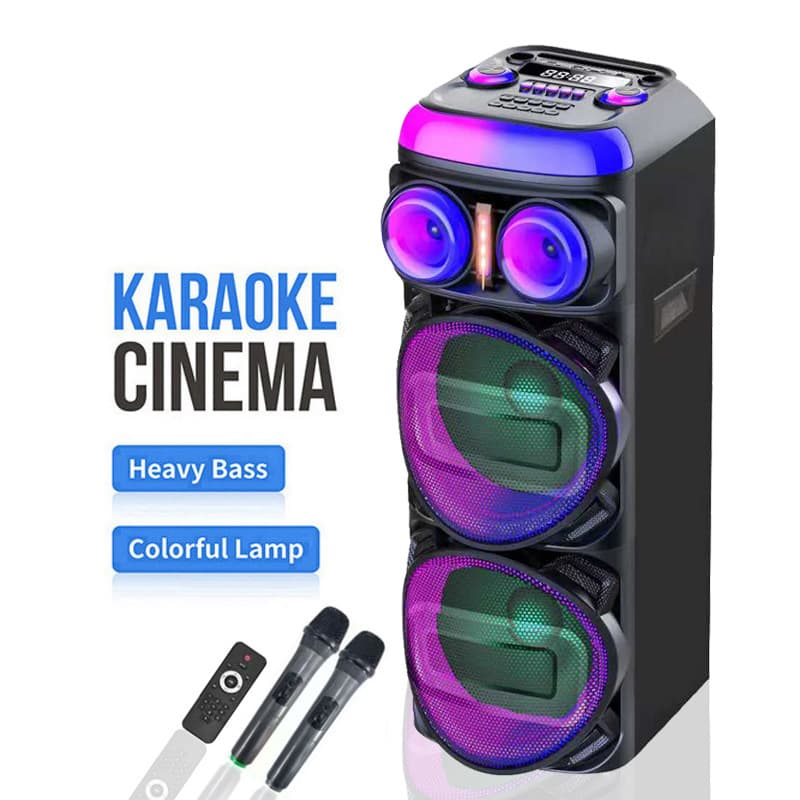 Foreign trade private model 80W Bluetooth audio high-quality high-power subwoofer karaoke audio trolley dual wireless microphone