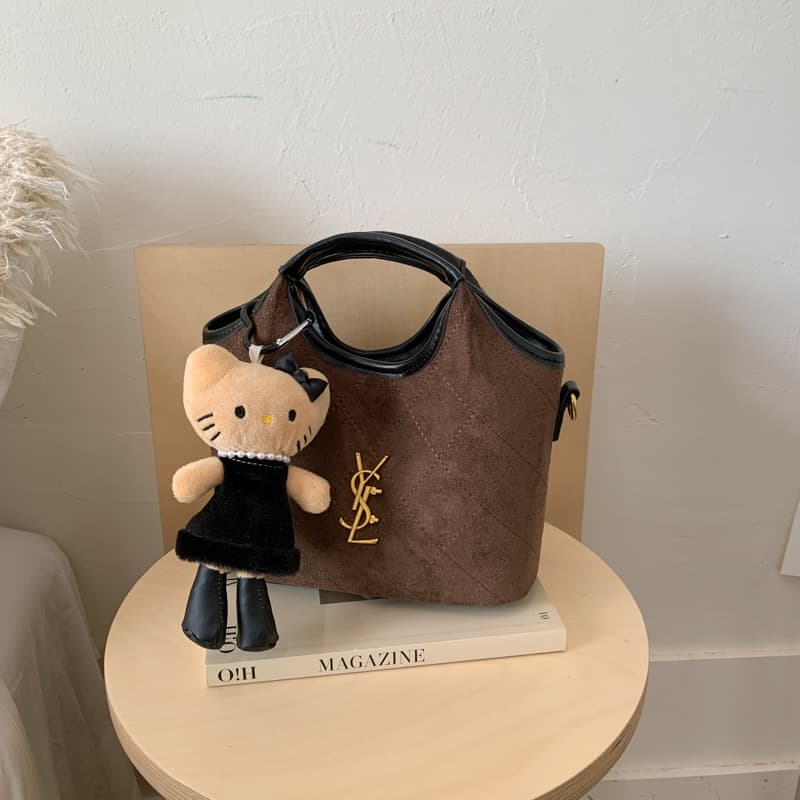YSL-style embroidered large-capacity hand basket bag for women 2026 new retro luxury shoulder crossbody bag