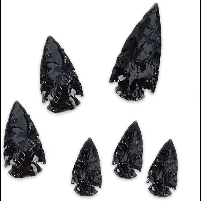 Obsidian Arrowhead Natural Crystal Raw Stone Arrow Cluster Flint Decoration, Can Be Used as Pendant DIY Jewelry Accessory