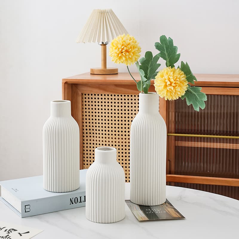 Ceramic Vase Set Simple Ceramic Vases Home Decorative Ornaments White Decorative Craft Set Vases