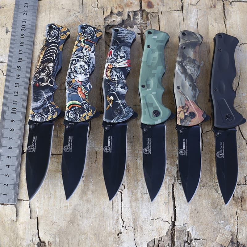Aluminum Handle 3D Pattern Folding Knife High Hardness Folding Knife Camping Tactical Outdoor Knife Survival Wilderness Knife Hunting Knife