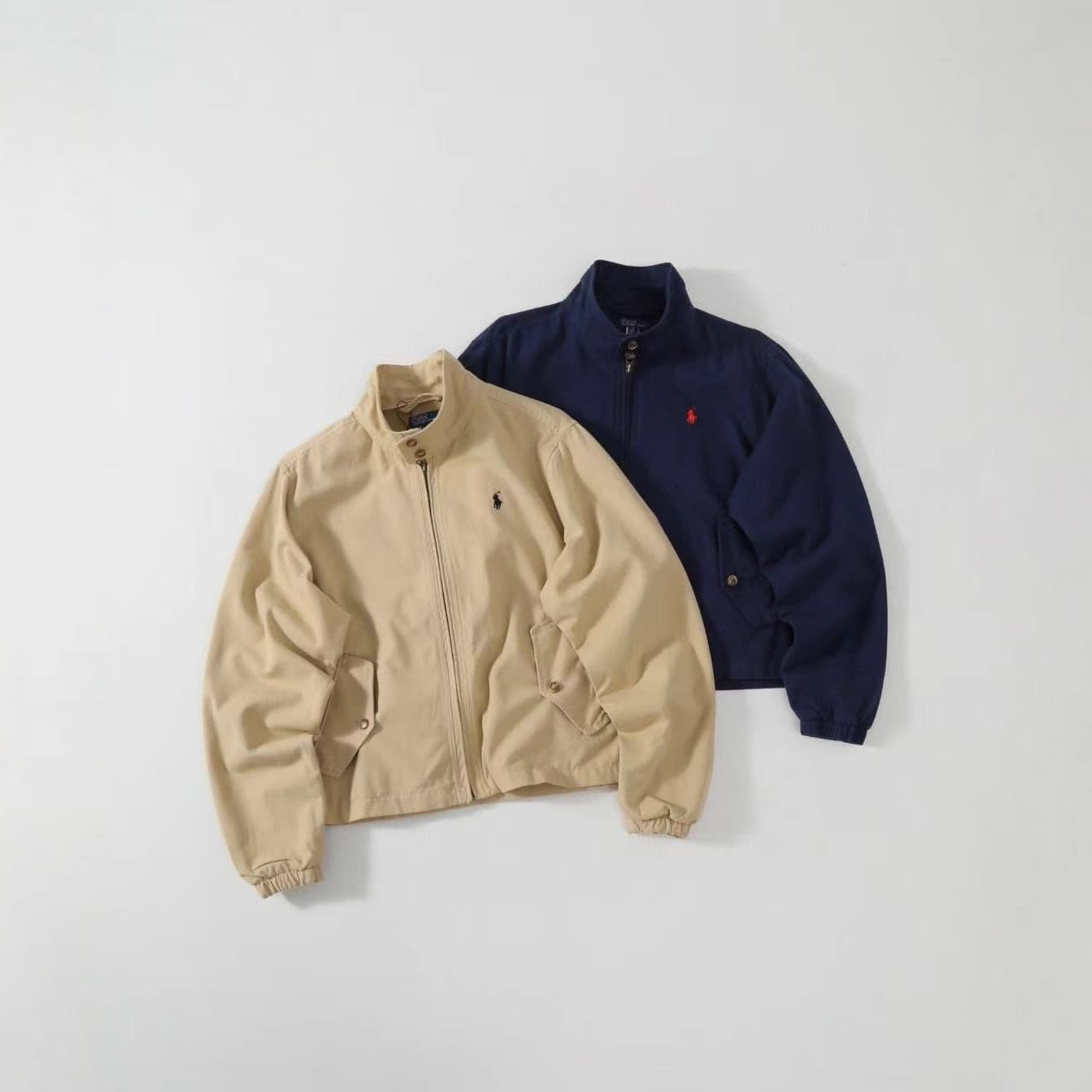 RL Ralph Lauren Pony Logo Embroidered Stand Collar Canvas Unisex Loose Harrington Jacket