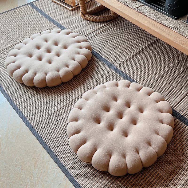 Creative Japanese Simple Round Cookie Cushion Floor Tatami Futon Thickened Office Seat Cushion for Long Sitting