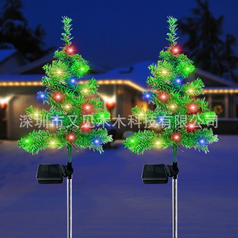 Solar Christmas Tree Decorative Lights for Holiday Ambiance, Waterproof Outdoor LED Color Lights for Lawn and Garden