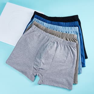 Cotton Men's Boxer Briefs Youth Students Loose Fit Full Cotton Shorts Four-Corner Plus Size