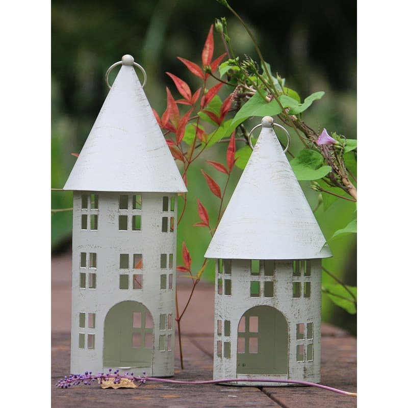 Vintage Distressed Fairy Tale Lantern House Hanging Ornament Iron Art Export Decoration Garden Accessory Japanese Style