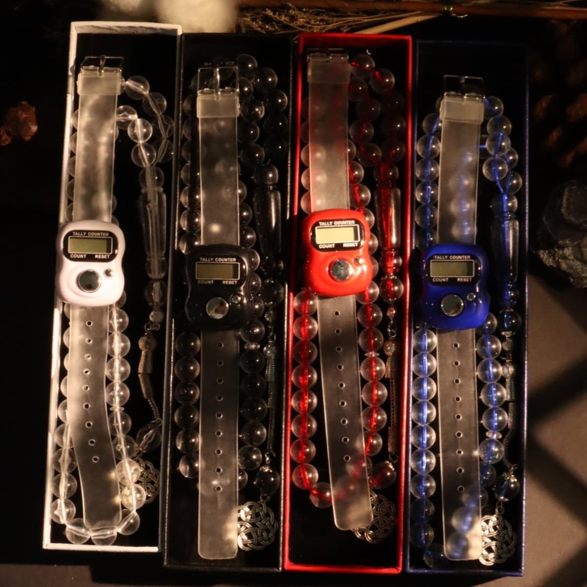 Watch counter, transparent beaded long gift box combination packaging, counter set
