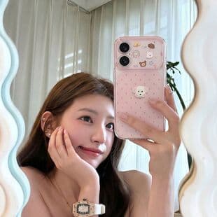 Ins Polka Dot Puppy Case for Apple 17 Pro Max iPhone 16 Pro Girl Pink 15 Cute 14 12