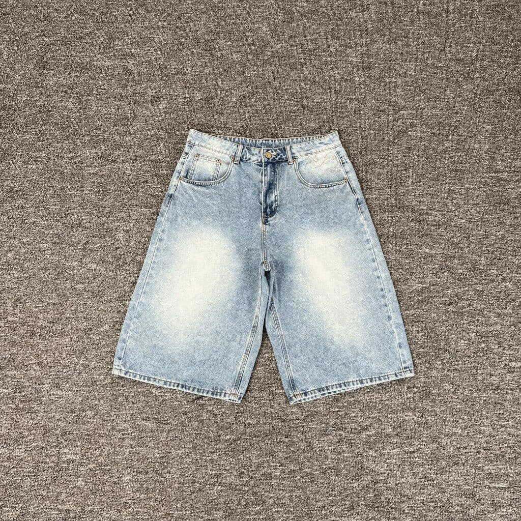 Derschutze 25ss New Jorts Blue Updated Fit Camel Embroidery Denim Shorts