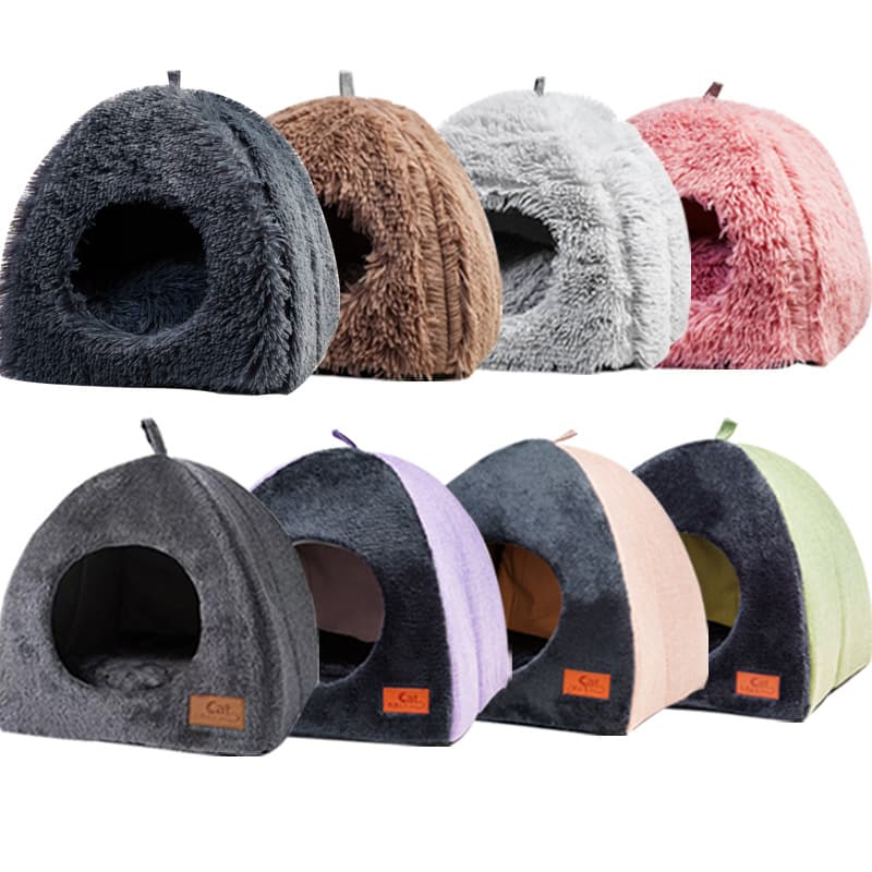 Cat nest winter warm triangular thickened three-dimensional closed cat bed puppy nest cat house cat supplies wholesale