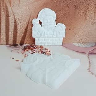 S1849 Chimney Santa Claus Semi-3D Wall Hanging Decorative Cement Plaster Mold DIY Silicone Mold
