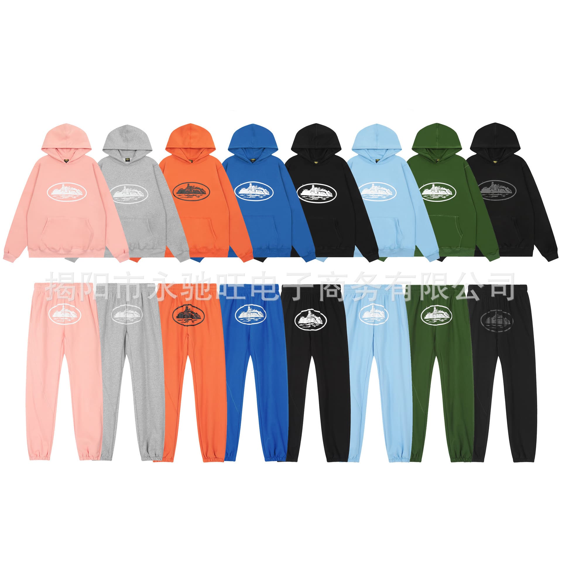 Cross-border new American trendy brand Corteiz hoodie set Alcatraz hoodie set fashionable sweatpants