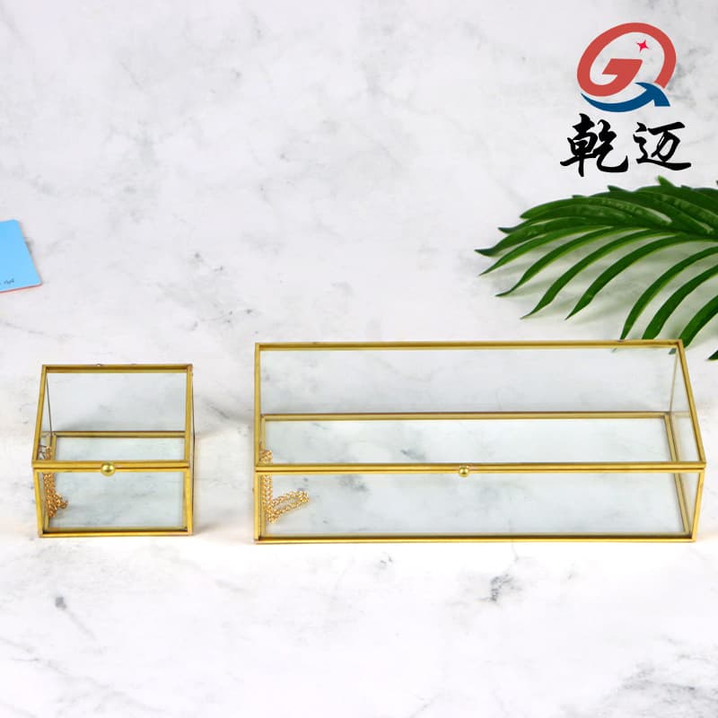 Rectangular Glass Jewelry Box Display Stand Photo Prop Mini Jewelry Case