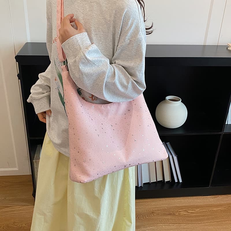 Literary trend fashion high-end canvas pleated bag women's 2026 spring and summer new large-capacity commuter tote bag