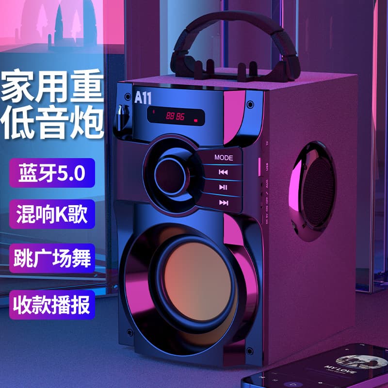 Portable Outdoor Bluetooth Speaker A11 Wireless Subwoofer Stereo Sound Card Slot for Laptop Handheld Design High Frequency Response
