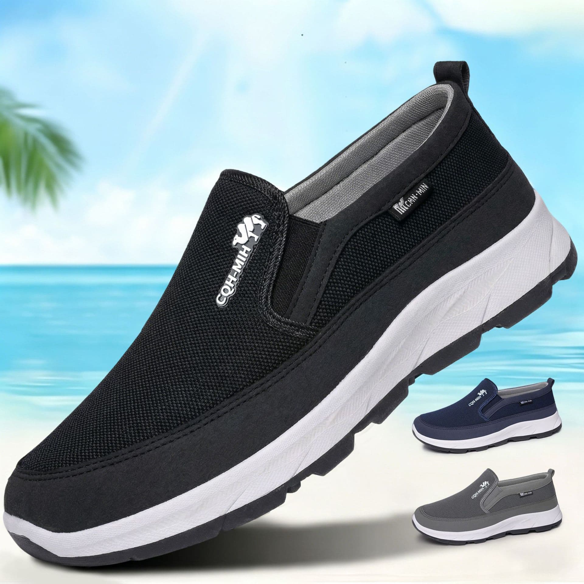 Men's Spring New Style Old Beijing Cloth Shoes, Casual Shoes for Middle-Aged and Elderly Men, Slip-On Breathable Non-Odor Dad Shoes