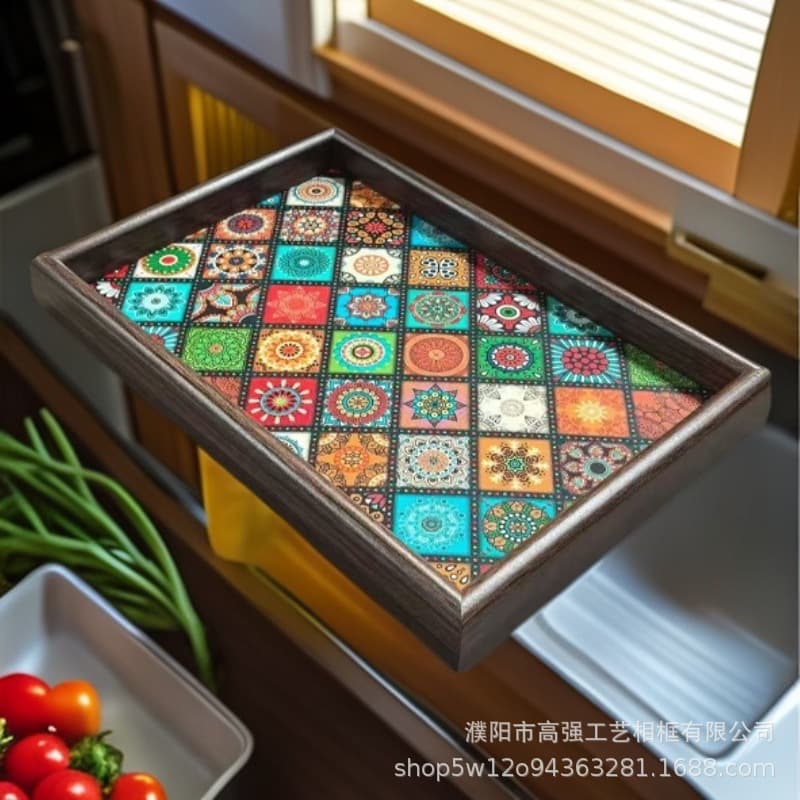 Bohemian Tray, Exotic Living Room Desktop Storage, Jewelry Organizer, Entryway Home Leather Tea Tray Storage Dish