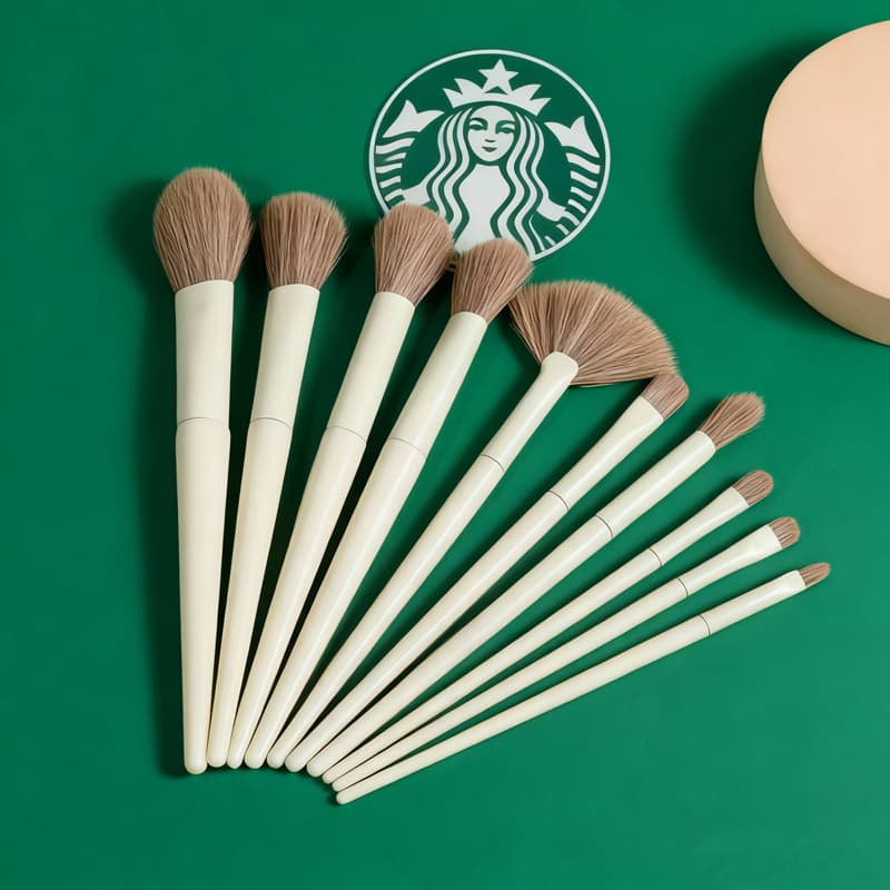 10 zero degree makeup brush set, super soft powder blush brush, fan-shaped contouring highlighter nose shadow brush, eye shadow brush set