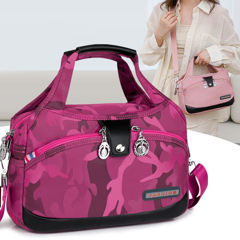 Fashionable Lightweight Oxford Cloth Korean Style Casual Large Capacity Handbag Water-Resistant Travel Shopping Shoulder Crossbody Bag